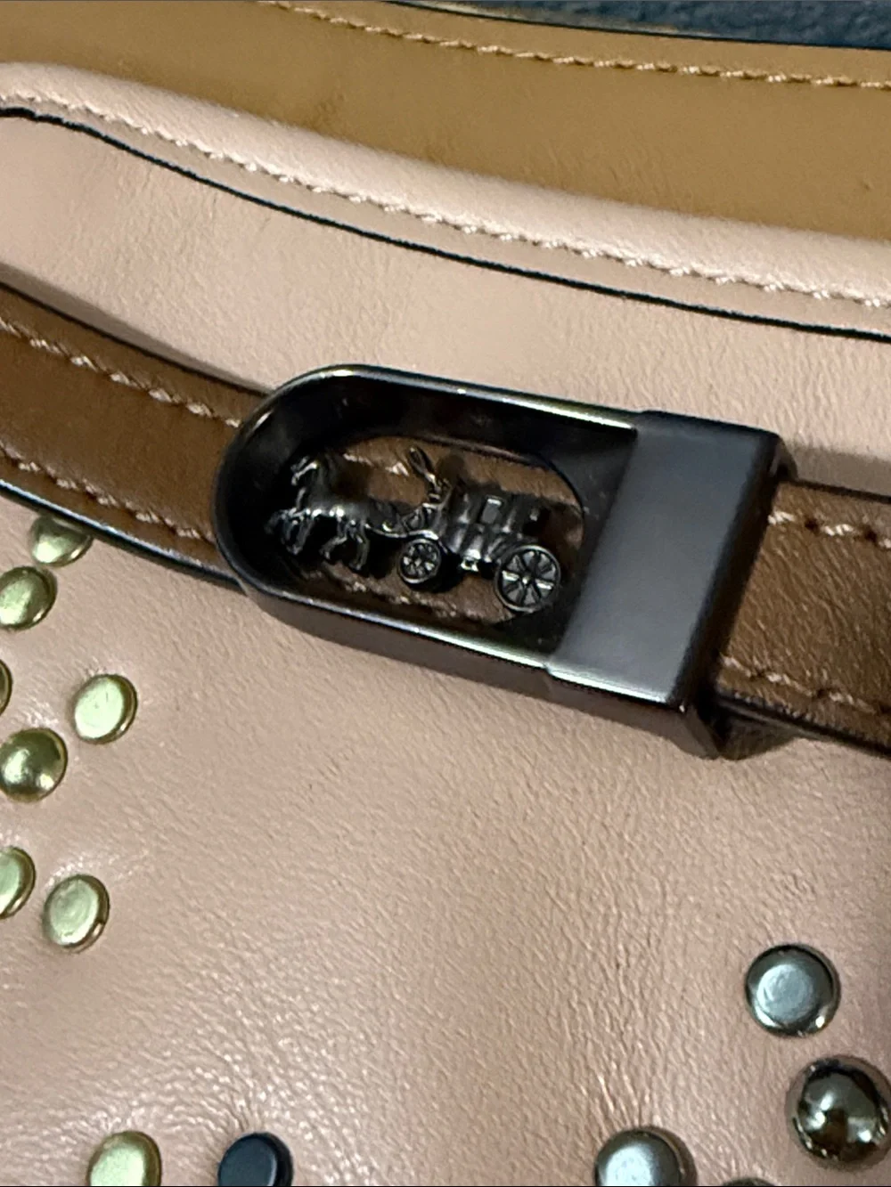 Coach Restored Kate Carryall Peach and Tan Studded Floral Leather Crossbody EUC